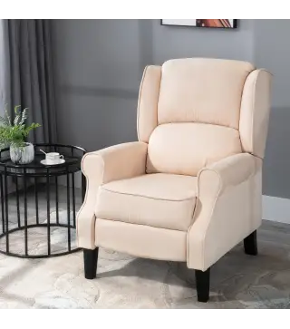 Sillón de Masaje Reclinable con Mando a Distancia 2 Zonas de Masaje y Tapizado en Tejido de Ante 78x83x101 cm Crema