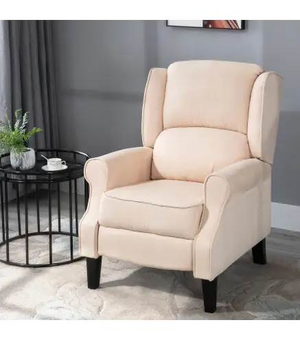 Sillón de Masaje Reclinable con Mando a Distancia 2 Zonas de Masaje y Tapizado en Tejido de Ante 78x83x101 cm Crema