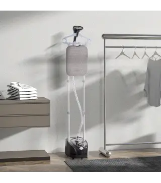 Plancha de Vapor Vertical 1950W 2 L con Temperatura Ajustable en 11 Niveles y Barra Telescópica Negro