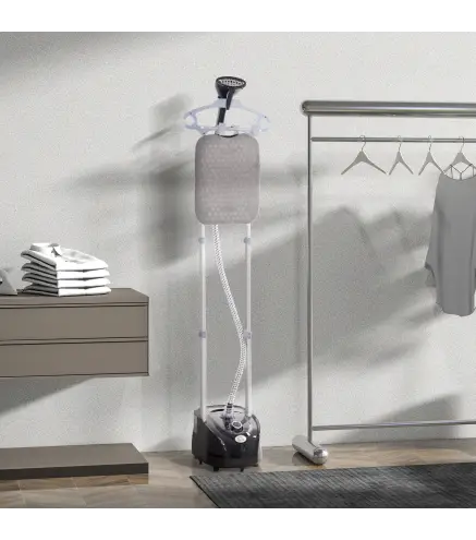 Plancha de Vapor Vertical 1950W 2 L con Temperatura Ajustable en 11 Niveles y Barra Telescópica Negro