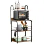 Estantería de Cocina de 4 Niveles con Ganchos Estantería para Microondas 60x40x125 cm Marrón Rústico y Negro