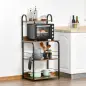 Estantería de Cocina de 4 Niveles con Ganchos Estantería para Microondas 60x40x125 cm Marrón Rústico y Negro