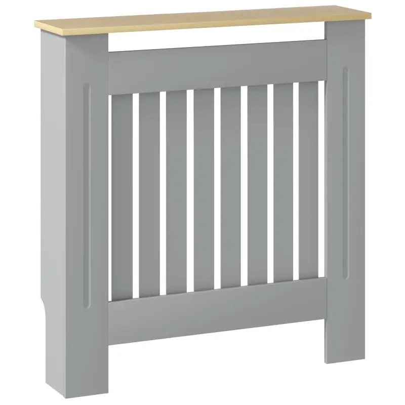 Cubreradiador de MDF Cubierta para Radiador para Salón Dormitorio Pasillo 78x19x83 cm Gris y Roble
