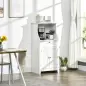 Mueble para Microondas Aparador de Cocina con Cajón Estante 2 Puertas Compartimento Anti-vuelco 60x40x122,5 cm Blanco