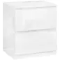 Mesilla de Noche con 2 Cajones Mesa de Noche para Dormitorio Salón 40x34x45 cm Blanco Brillo