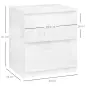 Mesilla de Noche con 2 Cajones Mesa de Noche para Dormitorio Salón 40x34x45 cm Blanco Brillo