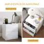Mesilla de Noche con 2 Cajones Mesa de Noche para Dormitorio Salón 40x34x45 cm Blanco Brillo