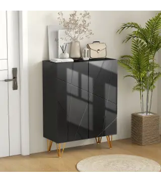 Zapatero de Entrada Recibidor con Estantes Ajustables Cierre Suave para 15-20 Pares de Zapatos 72x31,5x95 cm Negro