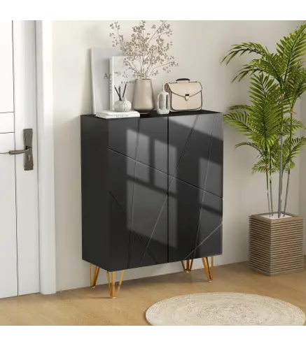 Zapatero de Entrada Recibidor con Estantes Ajustables Cierre Suave para 15-20 Pares de Zapatos 72x31,5x95 cm Negro