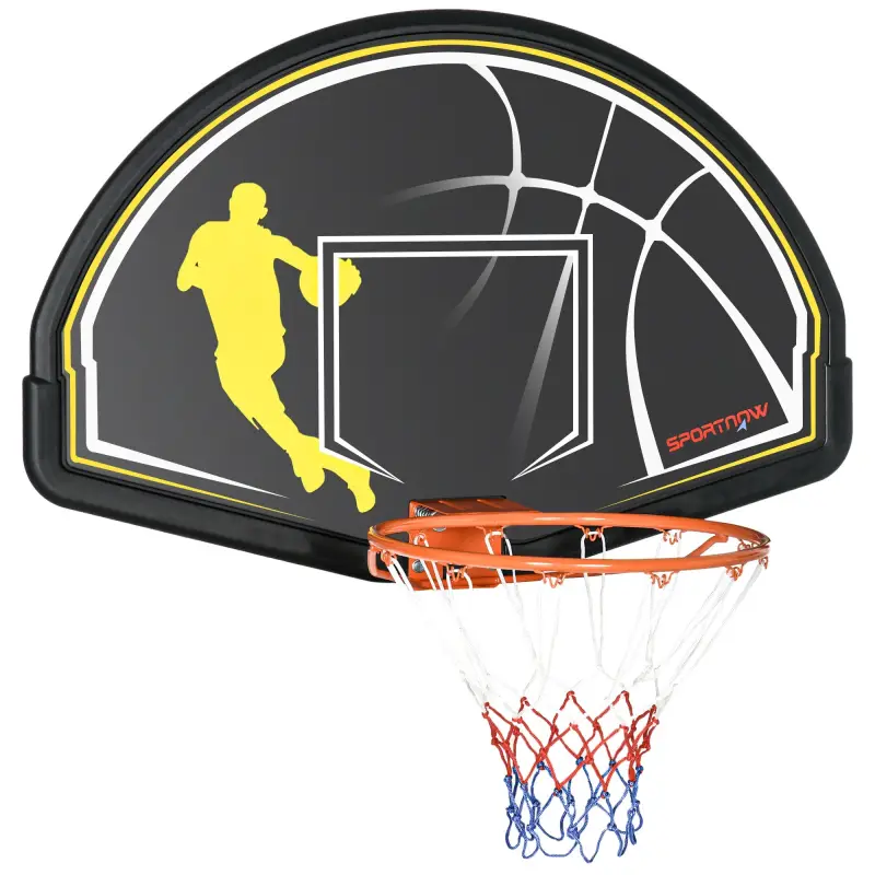 Canasta de Baloncesto de Pared Aro de Baloncesto para Interior y Exterior 110x90x70 cm Negro y Amarillo