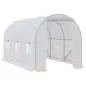 Invernadero de Túnel 3,5x2x2 m con 6 Ventanas de Malla y Puerta Enrollable con Cremallera Anti-UV Blanco