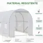 Invernadero de Túnel 3,5x2x2 m con 6 Ventanas de Malla y Puerta Enrollable con Cremallera Anti-UV Blanco