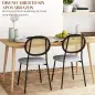 Pack de 2 Sillas de Comedor con Respaldo de Ratán Sintético y Marco de Acero para Salón 44x54x87 cm Gris y Negro