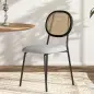 Pack de 2 Sillas de Comedor con Respaldo de Ratán Sintético y Marco de Acero para Salón 44x54x87 cm Gris y Negro