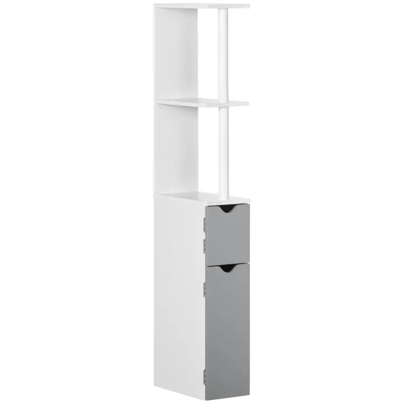 Mueble de Baño con Puertas y Estantes Abiertos Armario de Baño Estilo Moderno 15,2x29,8x118 cm Gris
