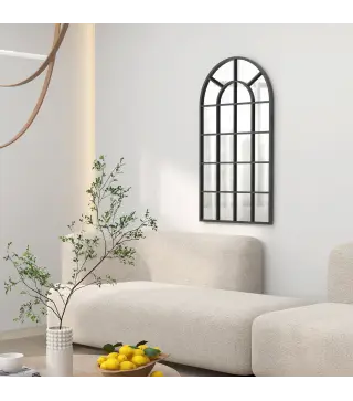 Espejo Decorativo de Pared Moderno Espejo de Pared 65x110 cm Marco de Metal para Salón Entrada Pasillo Negro