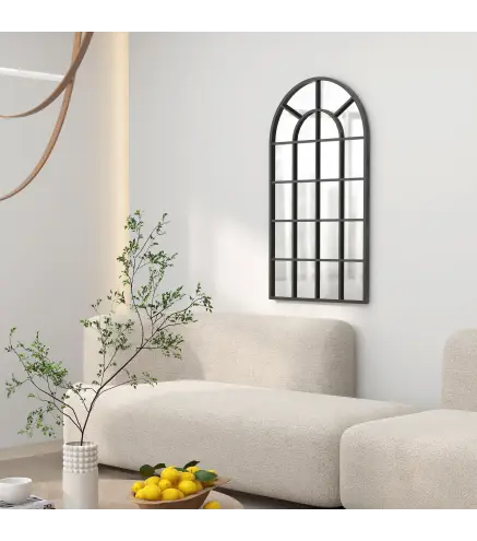 Espejo Decorativo de Pared Moderno Espejo de Pared 65x110 cm Marco de Metal para Salón Entrada Pasillo Negro