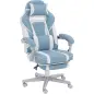 Silla Gamer Reclinable con Altura Ajustable Reposapiés Retráctil Soporte Lumbar y Reposacabezas Desmontable Azul