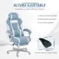Silla Gamer Reclinable con Altura Ajustable Reposapiés Retráctil Soporte Lumbar y Reposacabezas Desmontable Azul