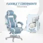 Silla Gamer Reclinable con Altura Ajustable Reposapiés Retráctil Soporte Lumbar y Reposacabezas Desmontable Azul