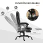 Silla de Oficina con 7 Puntos de Masaje con Reposapiés Retráctil Altura Ajustable Control Remoto y Tejido de PU Negro
