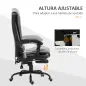Silla de Oficina con 7 Puntos de Masaje con Reposapiés Retráctil Altura Ajustable Control Remoto y Tejido de PU Negro