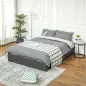 Cama Doble 140x190 cm Somier con 3 Cajones y Estructura de Metal Carga 363 kg Gris