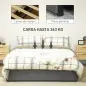 Cama Doble 140x190 cm Somier con 3 Cajones y Estructura de Metal Carga 363 kg Gris