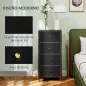Cajonera de Tela con 4 Cajones Plegables con Frentes de PU y Marco de Acero Cajonera para Dormitorio Salón Negro