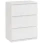 Cómoda con 3 Cajones Cómoda de Dormitorio Moderno con Diseño Anti-vuelco 55x34x75 cm Blanco Brillo