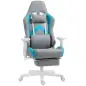 Silla Gamer Reclinable con Altura Ajustable Reposapiés Retráctil Soporte Lumbar y Reposacabezas Gris Claro y Azul
