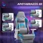 Silla Gamer Reclinable con Altura Ajustable Reposapiés Retráctil Soporte Lumbar y Reposacabezas Gris Claro y Azul
