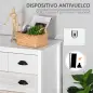 Cómoda con 5 Cajones Cómoda para Dormitorio Moderno con Diseño Anti-vuelco 70x38x85 cm Blanco