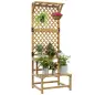 Soporte para Plantas de Madera Estantería para Plantas de 2 Niveles con Enrejado para Jardín Patio Terraza Natural Soporte para Plantas de Madera Estantería para Plantas de 2 Niveles con Enrejado para Jardín Patio Terraza Natural