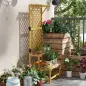 Soporte para Plantas de Madera Estantería para Plantas de 2 Niveles con Enrejado para Jardín Patio Terraza Natural