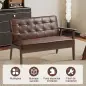 Sofá de 2 Plazas Tapizado en PU con Reposabrazos de Madera Respaldo Acolchado Carga 250 kg Marrón