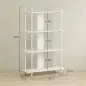 Estantería Librería de 4 Niveles con Panel Perforado y Marco Metálico Estantería Estrecha para Dormitorio Oficina Blanco