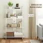 Estantería Librería de 4 Niveles con Panel Perforado y Marco Metálico Estantería Estrecha para Dormitorio Oficina Blanco