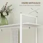 Estantería Librería de 4 Niveles con Panel Perforado y Marco Metálico Estantería Estrecha para Dormitorio Oficina Blanco