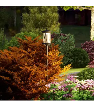 Farola con Luz Solar de Exterior con Panel Solar Encendido y Apagado Automático IP44 17x17x127 cm Negro