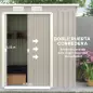 Cobertizo de Jardín Exterior 2,42 m² 213x130x172 cm con Puerta Corredera Techo Inclinado Base y 2 Ventanas Gris Claro