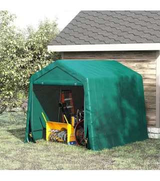 Carpa de Jardín Exterior 2,4x2x2 m Cobertizo Exterior con 2 Puertas con Cremallera Impermeable Anti-UV Carpa Verde