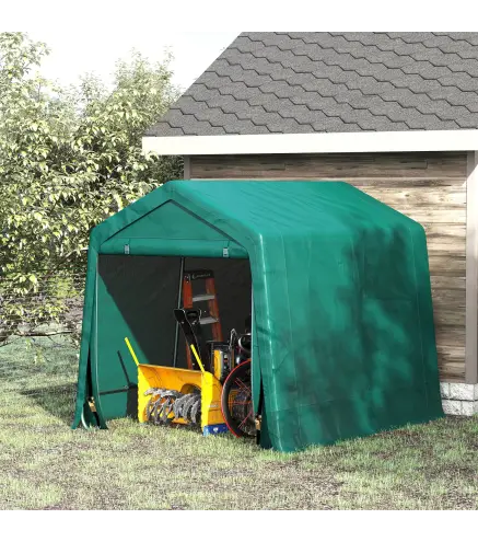 Carpa de Jardín Exterior 2,4x2x2 m Cobertizo Exterior con 2 Puertas con Cremallera Impermeable Anti-UV Carpa Verde