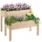 Mesa de Cultivo Huerto Urbano Elevado de Madera de 2 Niveles 86x85x72 cm Madera Natural