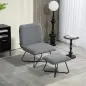 Butaca con Reposapiés Sillón para Lectura con Patas de Acero en Forma de Cruz Gris Oscuro