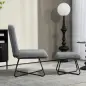 Butaca con Reposapiés Sillón para Lectura con Patas de Acero en Forma de Cruz Gris Oscuro