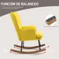 Silla Mecedora con Reposapiés Cojín Acolchado y Reposabrazos Carga 130 kg Amarillo