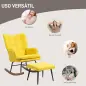 Silla Mecedora con Reposapiés Cojín Acolchado y Reposabrazos Carga 130 kg Amarillo