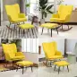 Silla Mecedora con Reposapiés Cojín Acolchado y Reposabrazos Carga 130 kg Amarillo