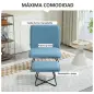 Butaca con Reposapiés Sillón para Lectura con Patas de Acero en Forma de Cruz Azul Claro
